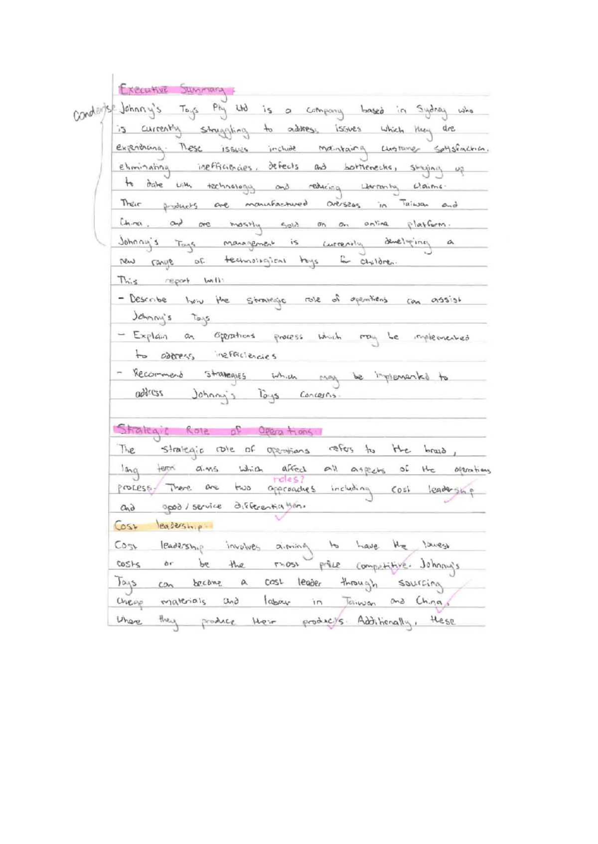 2024 HSC BST Task 3 A - Executive Summary on Toys Pty Ltd Operations ...
