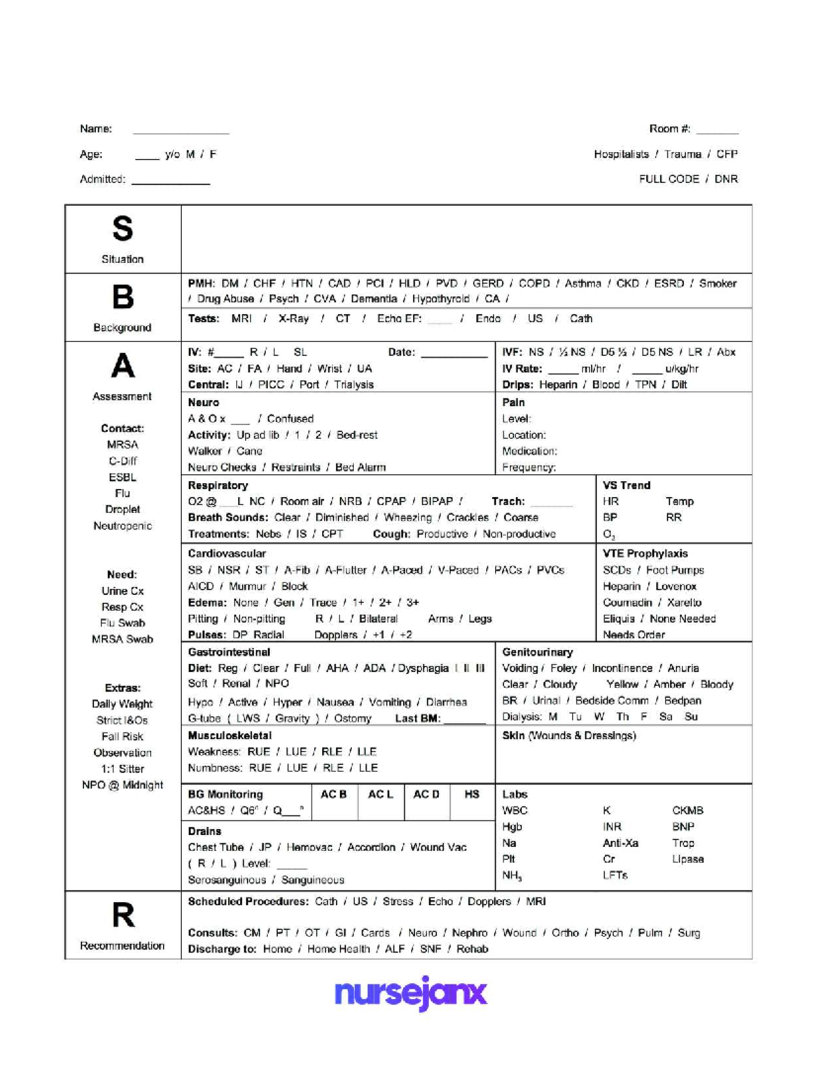 SBAR Report - Room Age & Patient Assessment for Trauma CFP - Studocu