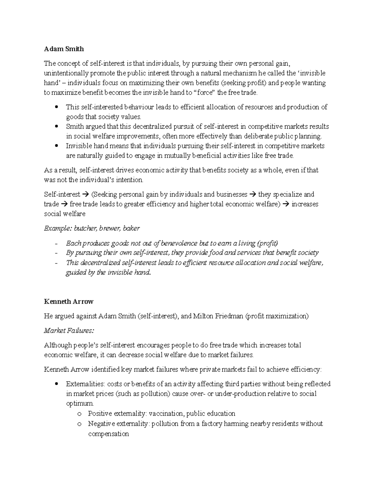 Final Notes on Economic Theories and Market Failures (ECO 101) - Studocu