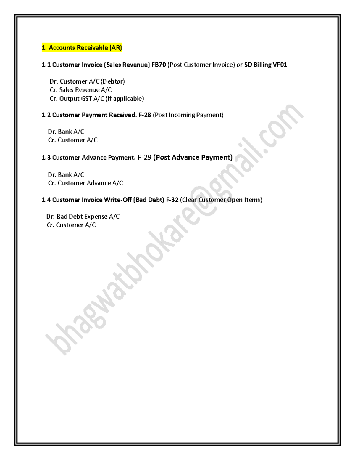 SAP FICO All Accounting Entries Overview (1759800133) - Studocu