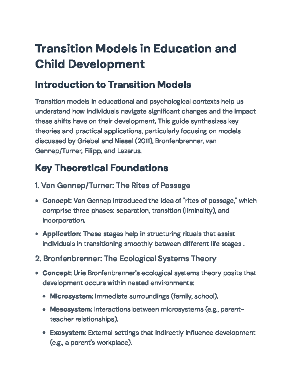Transition Models in Education: Key Theories and Applications ...