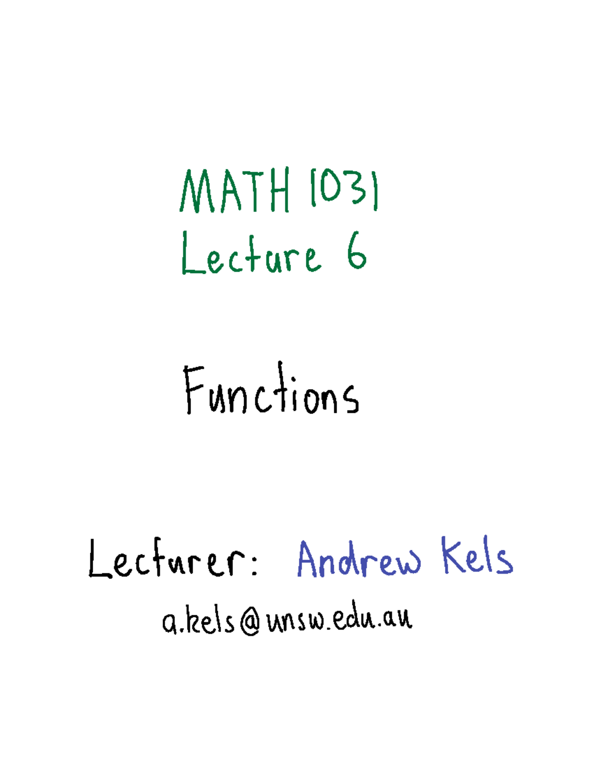 MATH 1031 Lecture 6: Understanding functions and their properties - Studocu