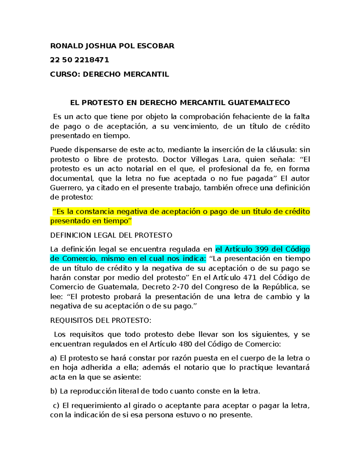 Derecho mercantil: Endoso, aval y protesto en Guatemala - Studocu