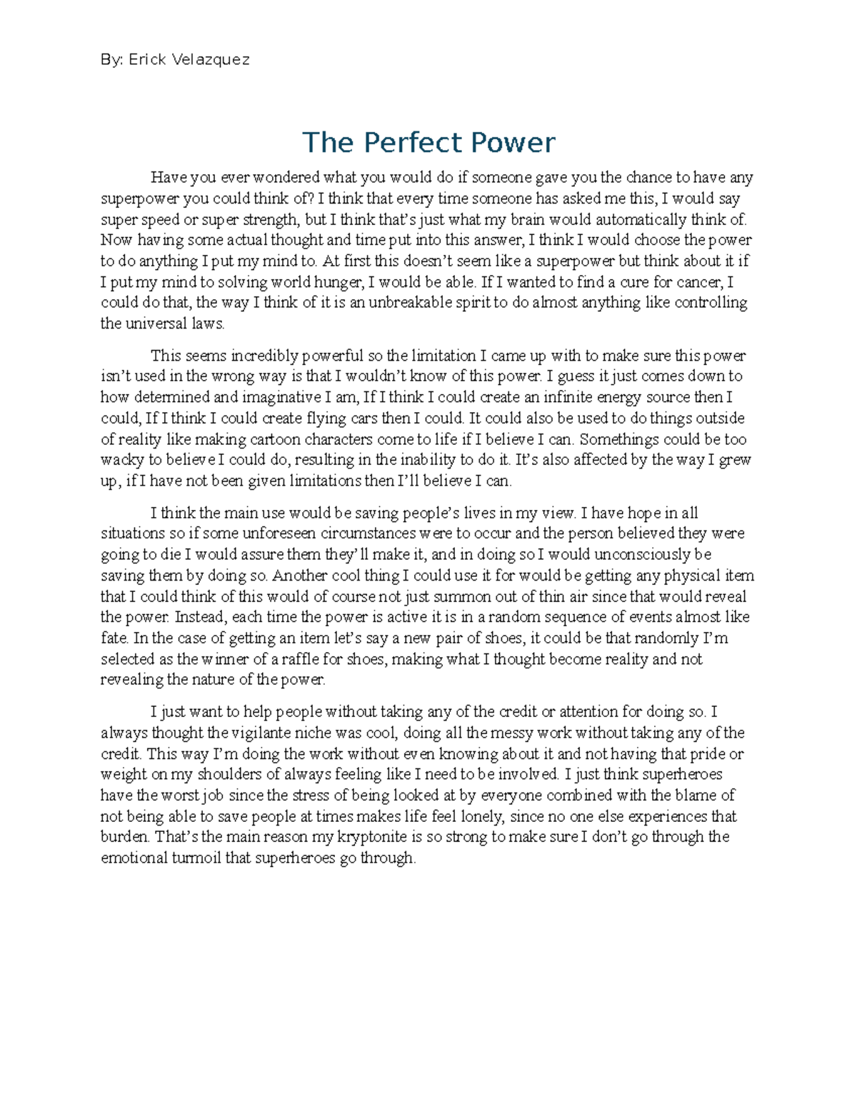 The Perfect Power - Assignment based on a given prompt which you had ...