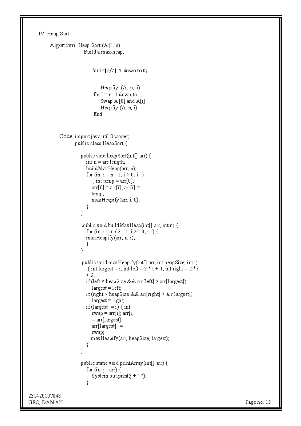 Heap Sort Algorithm: Detailed Explanation and Implementation (ADA P3 ...