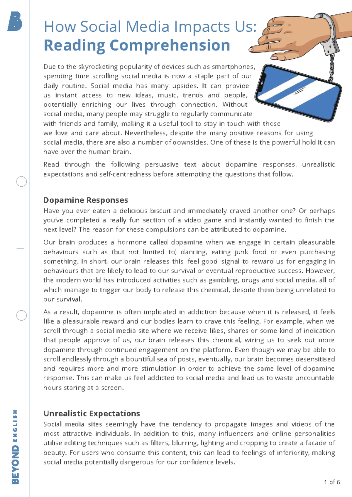 How Social Media Affects Us: Reading Comprehension Insights - Studocu