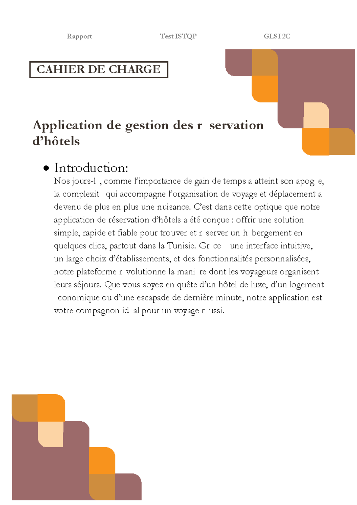 Rapport Test ISTQP GLSI 2C : Application de Gestion des Réservations ...