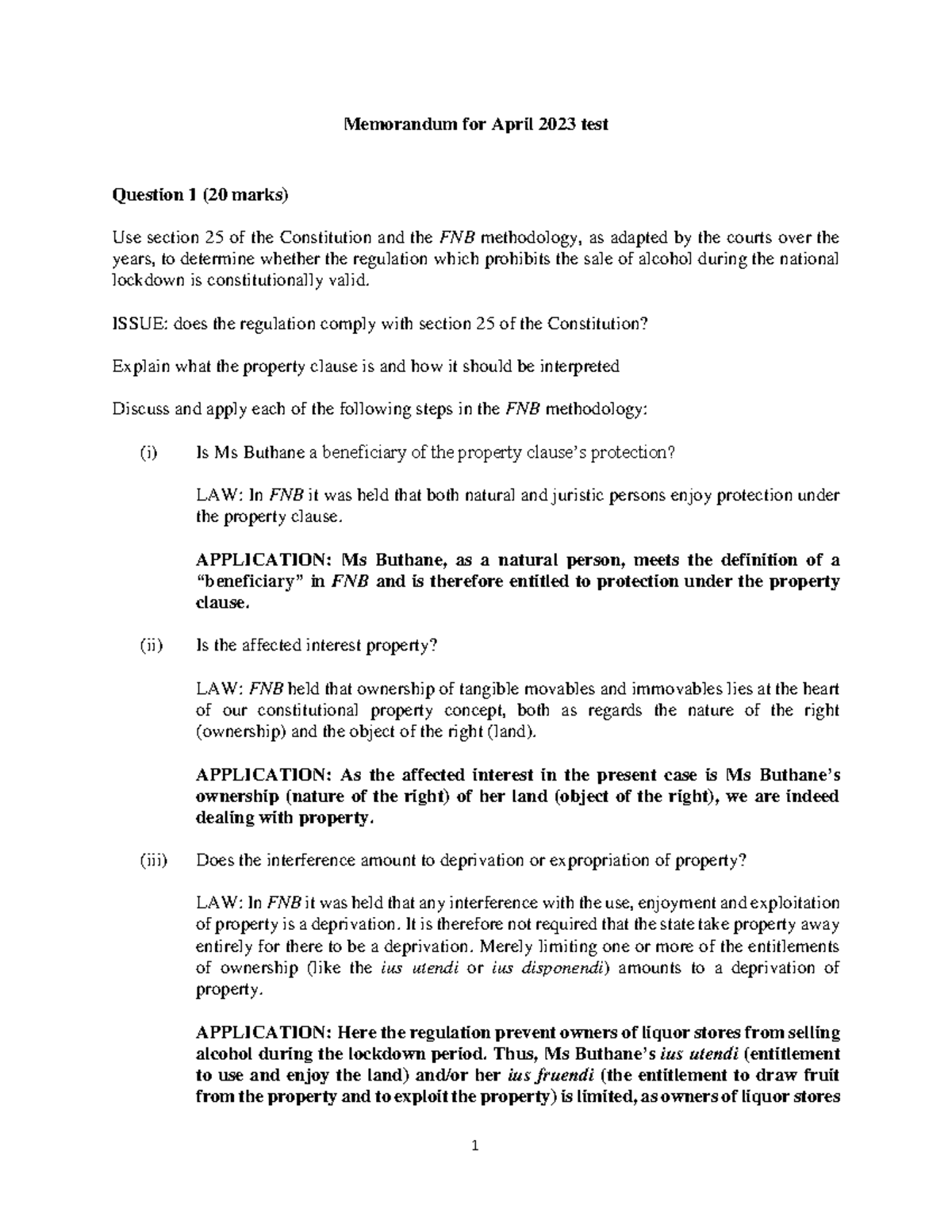 Law of Property Test 1 April memo(1)[1079] - Memorandum for April 2023 ...