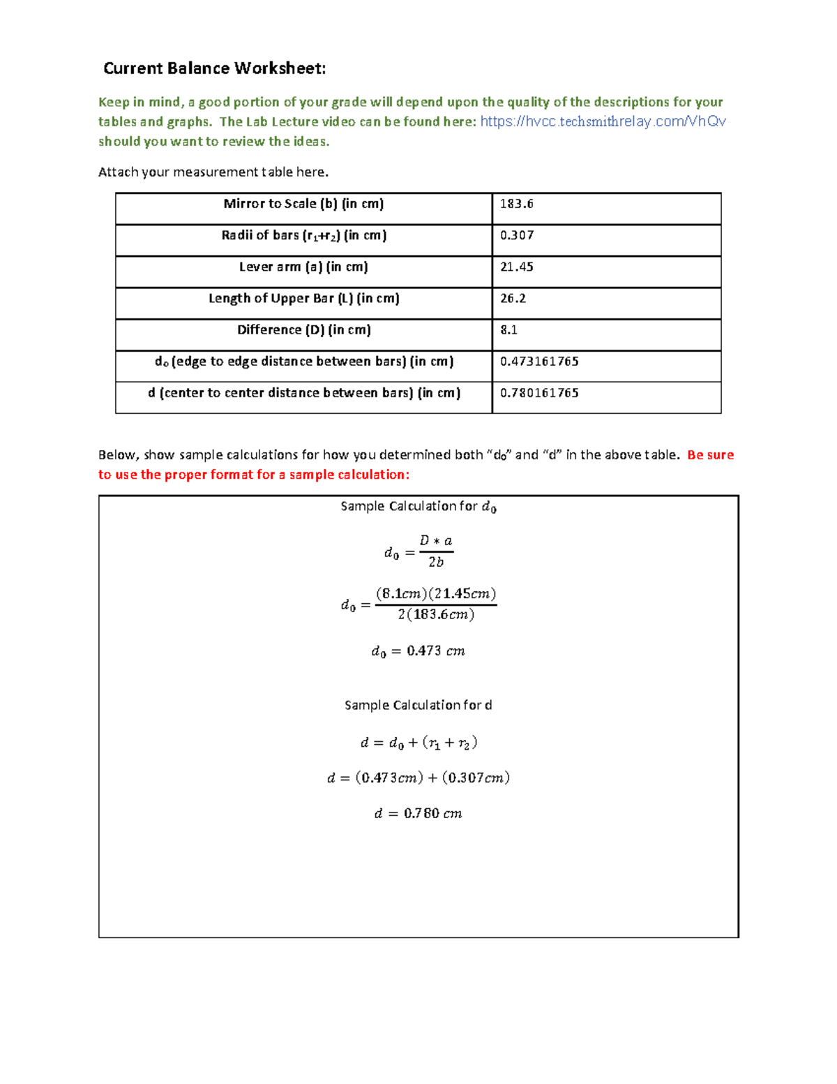 Lab 11 Report: Current Balance Measurements & Calculations - PHYS151 ...