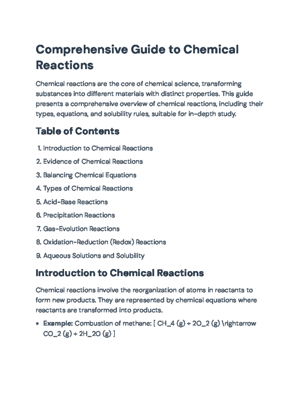 Chemistry 101: Comprehensive Guide to Chemical Reactions Types - Studocu