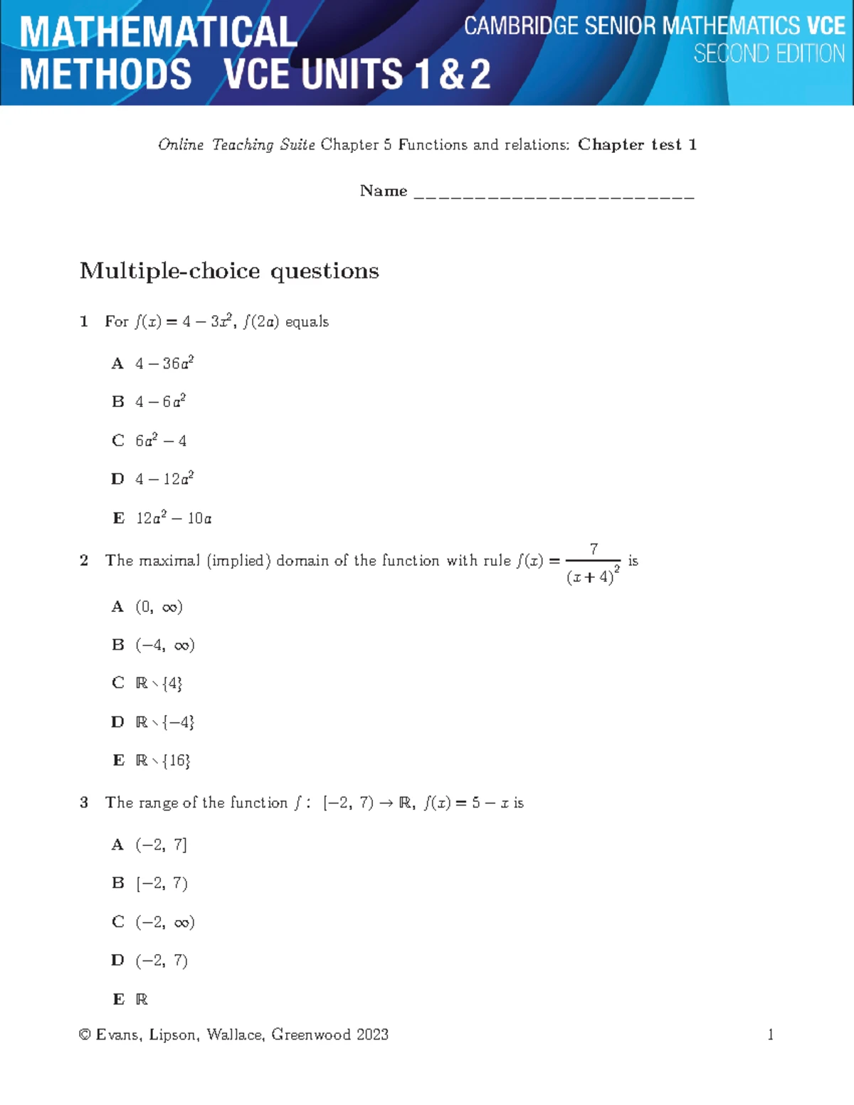 Logexp 34 - VCE Math Chapter 5 Practice Test Answers - Studocu