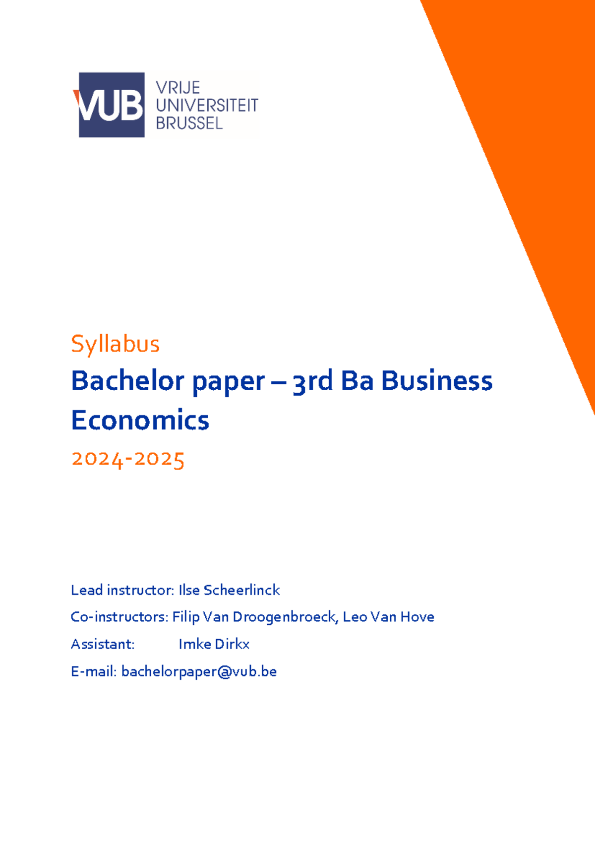 Syllabus for Bachelor Paper (3rd Ba) in Business Economics 2024-2025 ...