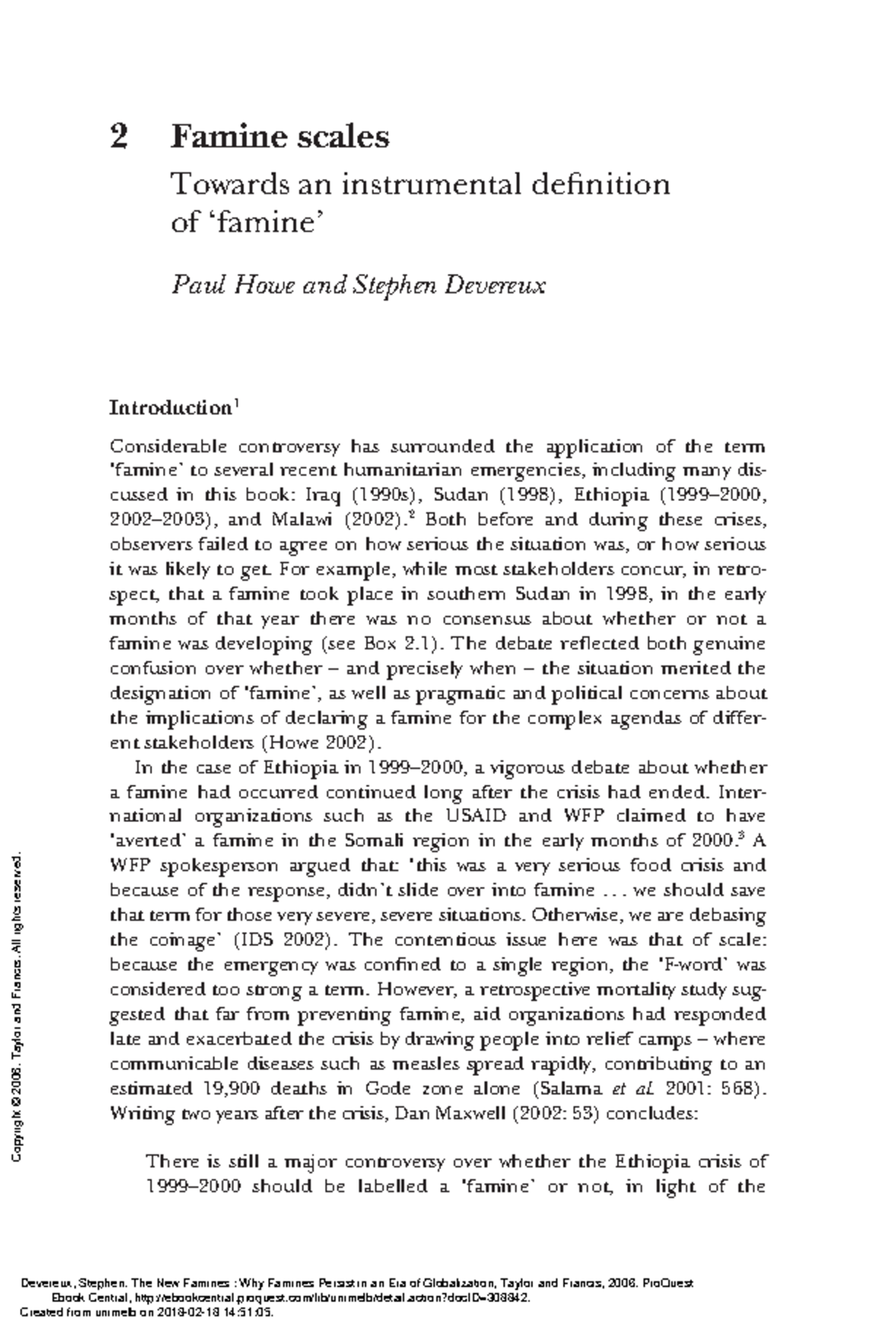 FAM 200: Understanding Famine Scales and Definitions through Case ...