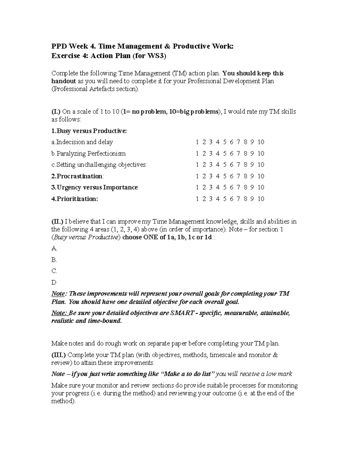 Bản sao Ppd Lect 4Time Mgt Prdctv Ex 4Only - PPD Week 4. Time ...