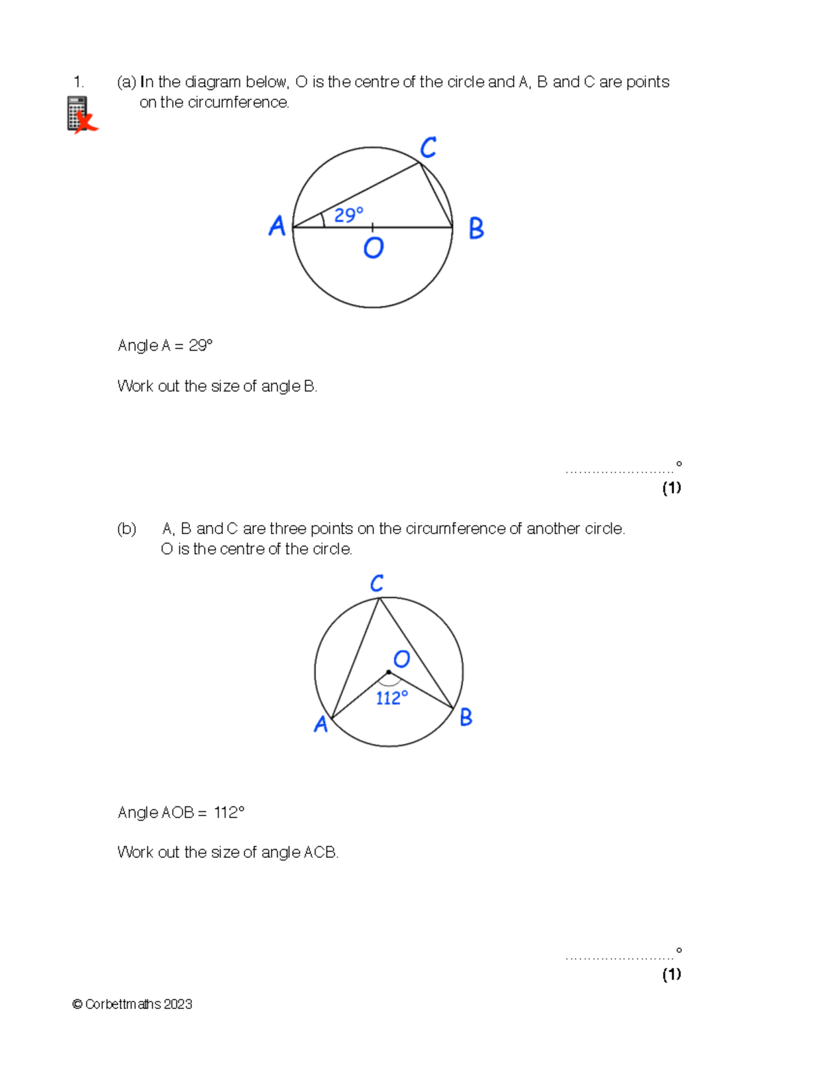 Circle Theorems Geometry Problems Solutions Corbettmaths 2023