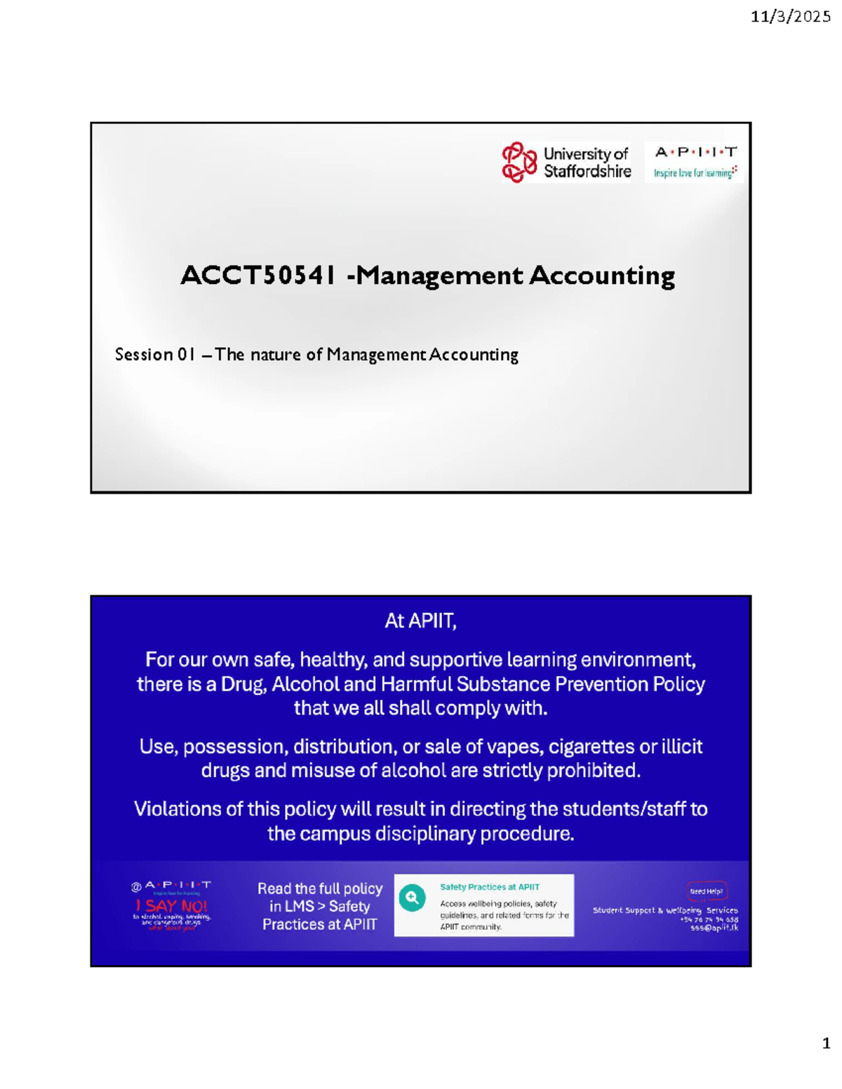 ACCT50541 - Management Accounting Lecture Notes - Studocu
