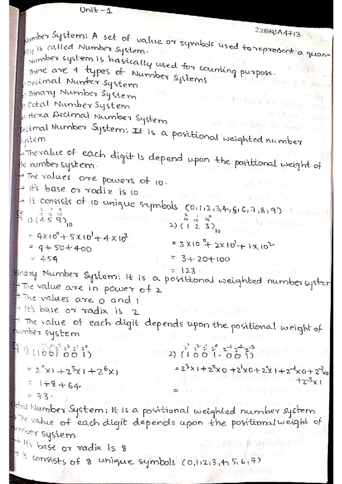 DLD 1-2 Unit 22BQ1A4713: Comprehensive Number System Overview - Studocu