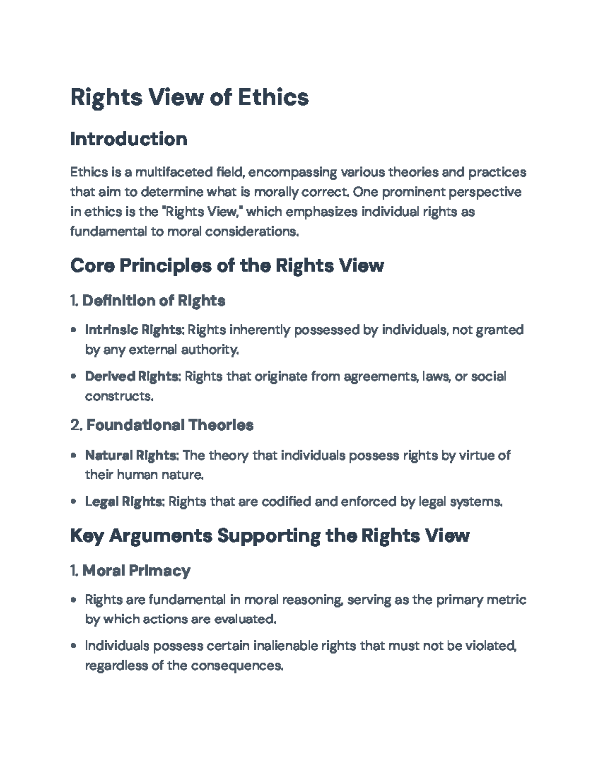 Rights View of Ethics: Individual Autonomy and Moral Principles ...