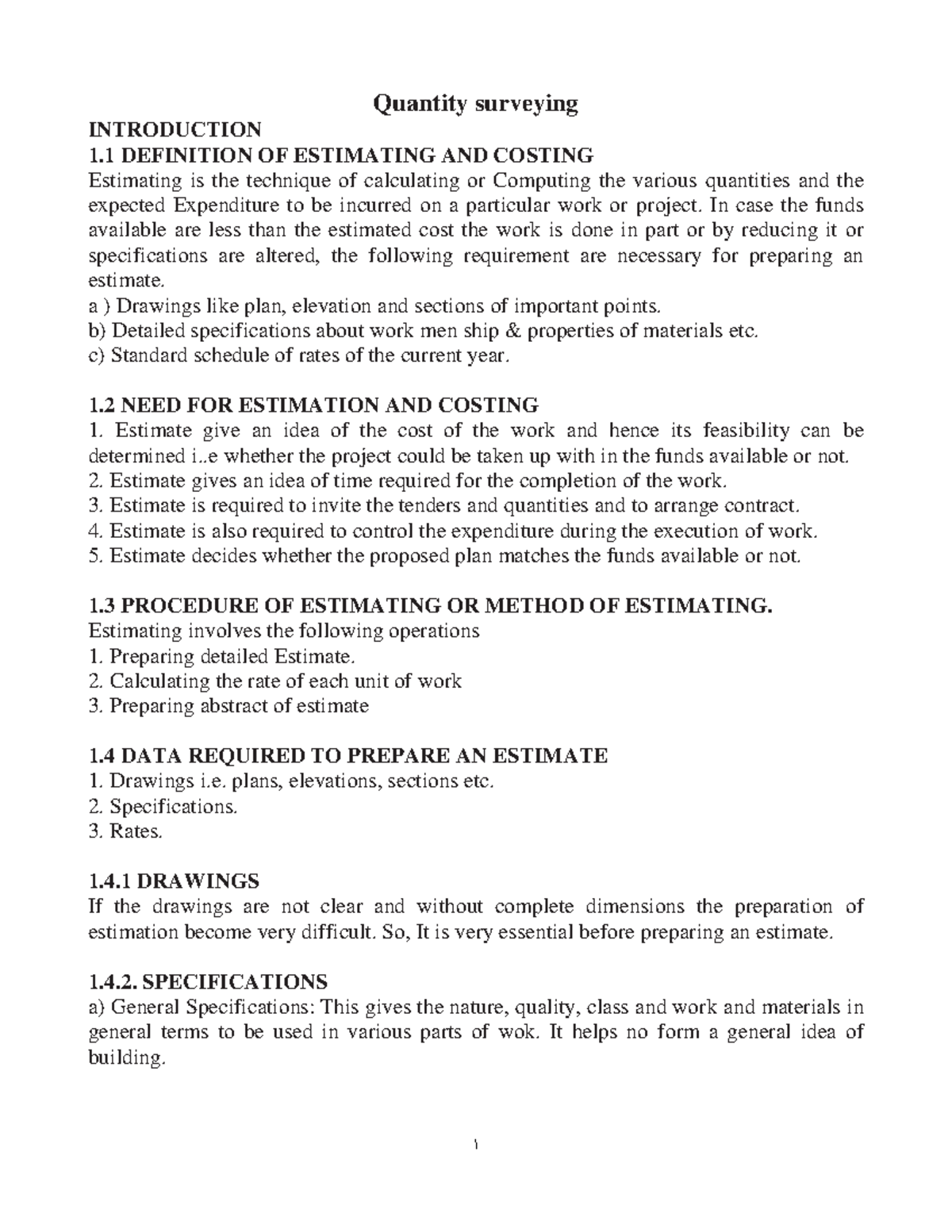 Quantity- Surveying - Quantity surveying INTRODUCTION 1 DEFINITION OF ...