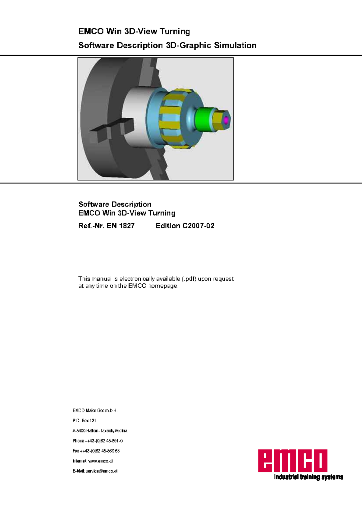 EMCO Win Turning Software Description & Installation Guide EN 1827 ...