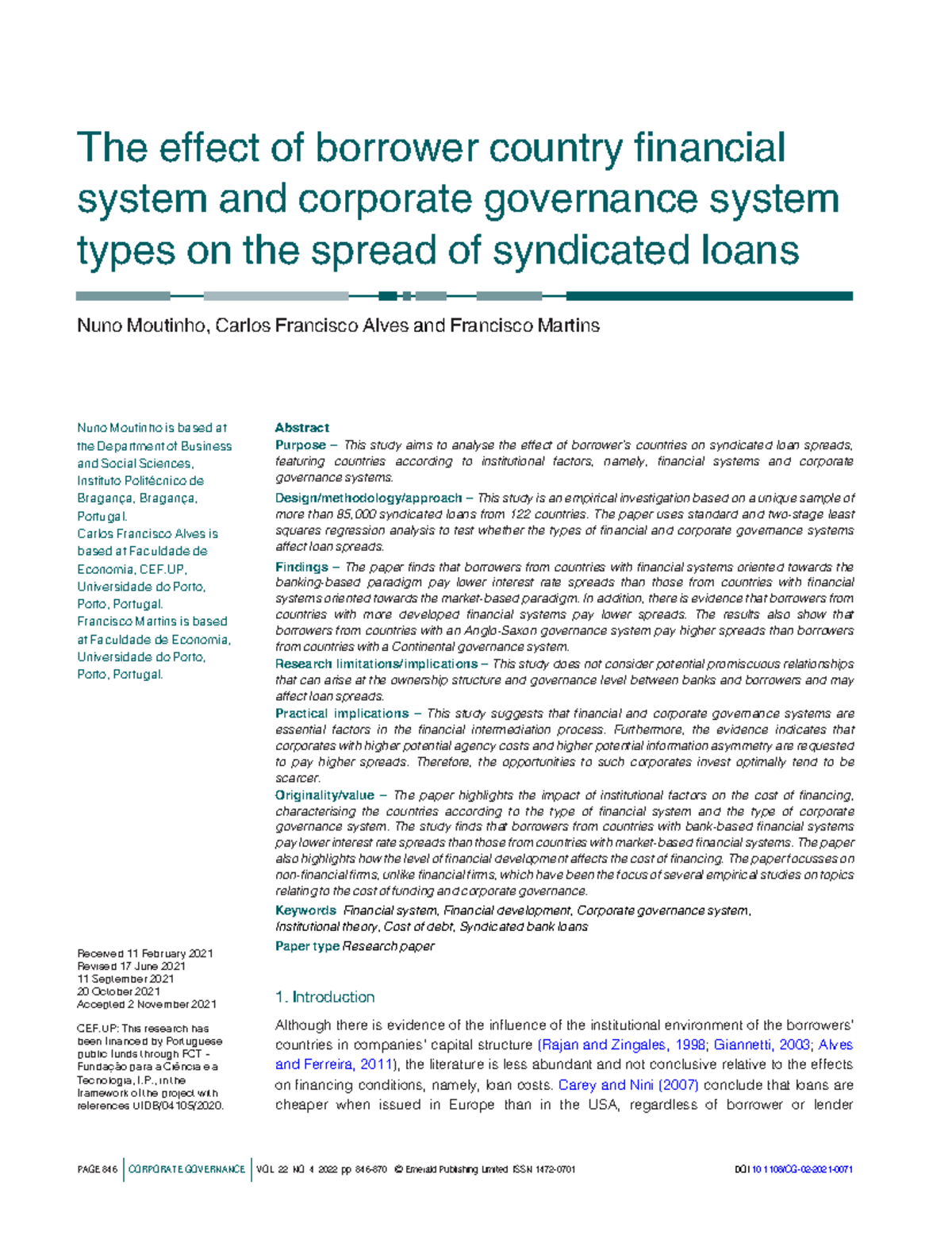 Cg The Effect Of Borrower Country Financial System And Corporate