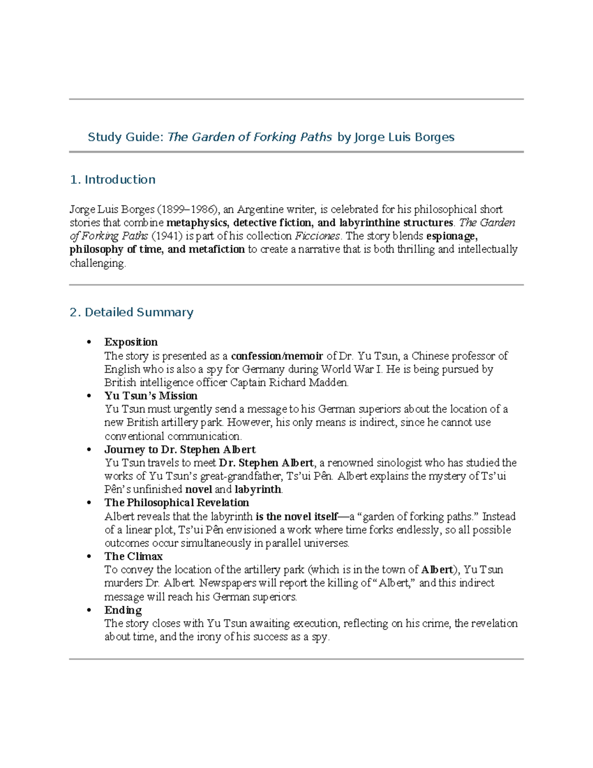Study Guide: The Garden of Forking Paths (ENG 101) - Studocu