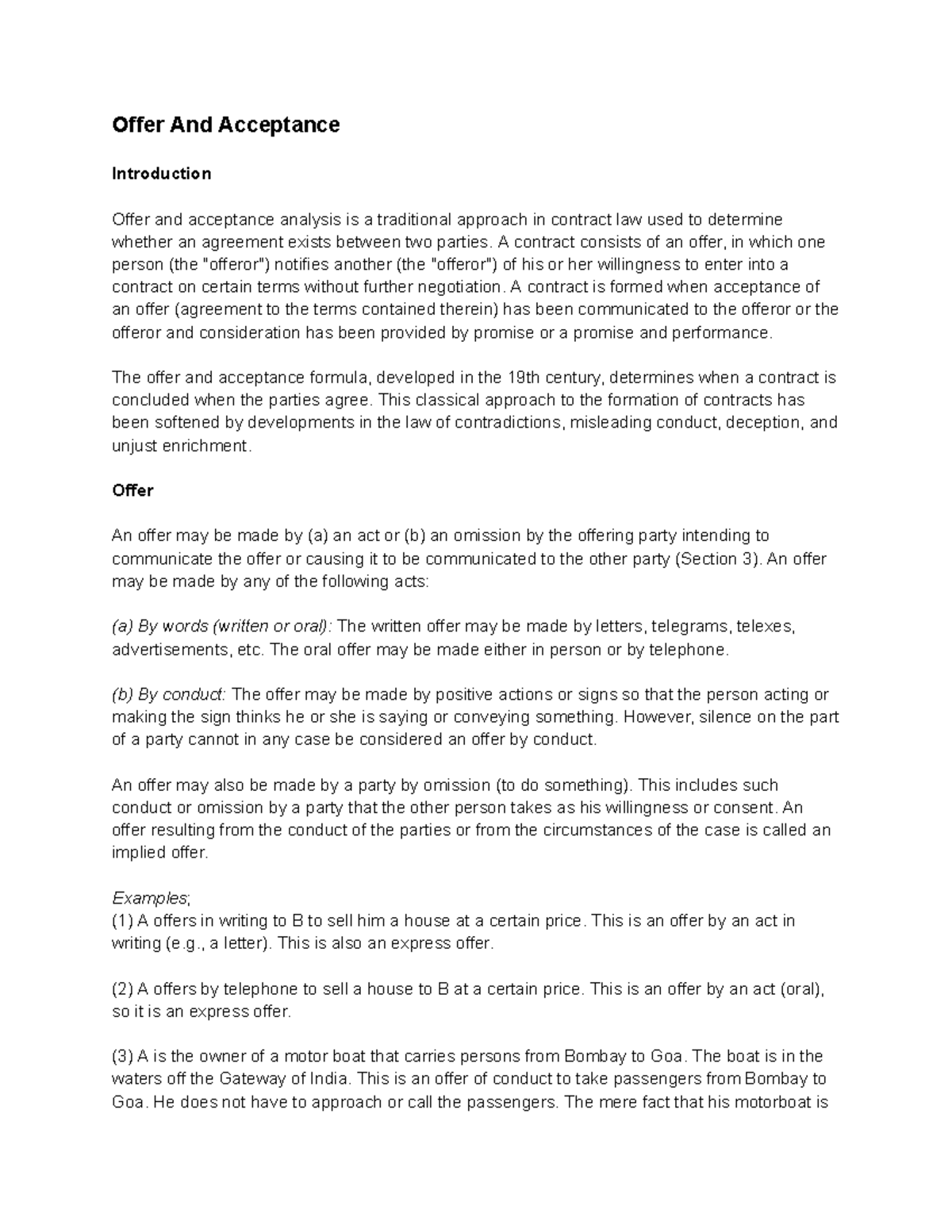 Contract Law: Offers & Acceptances Explained in Detail - Studocu