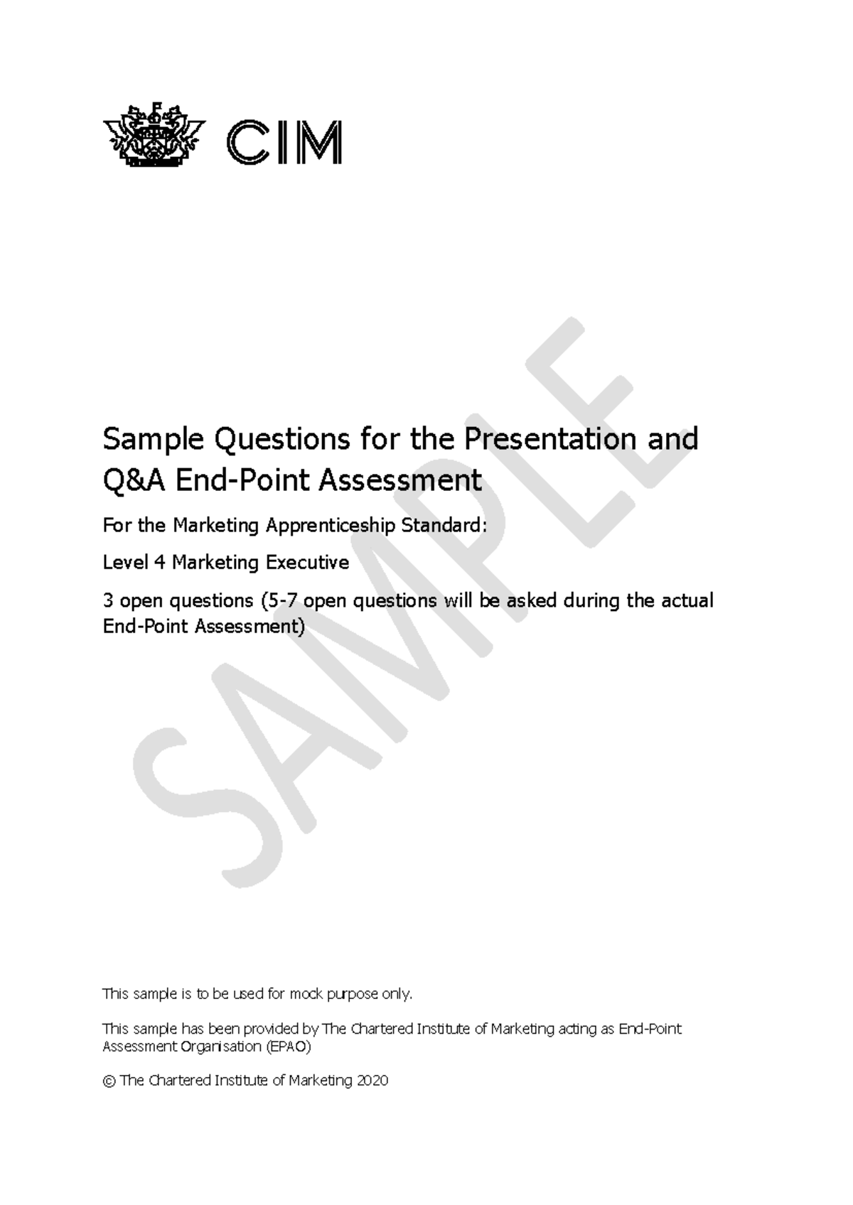 Sample Q&A for L4 Marketing Exec Presentation Assessment - Studocu