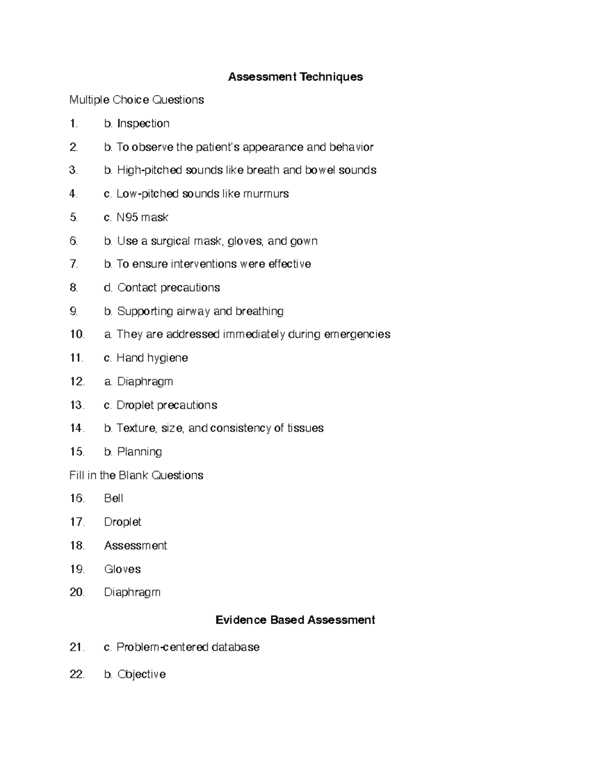 Exam 1 Health Assessment (NUR 101) - Answer Key & Review - Studocu