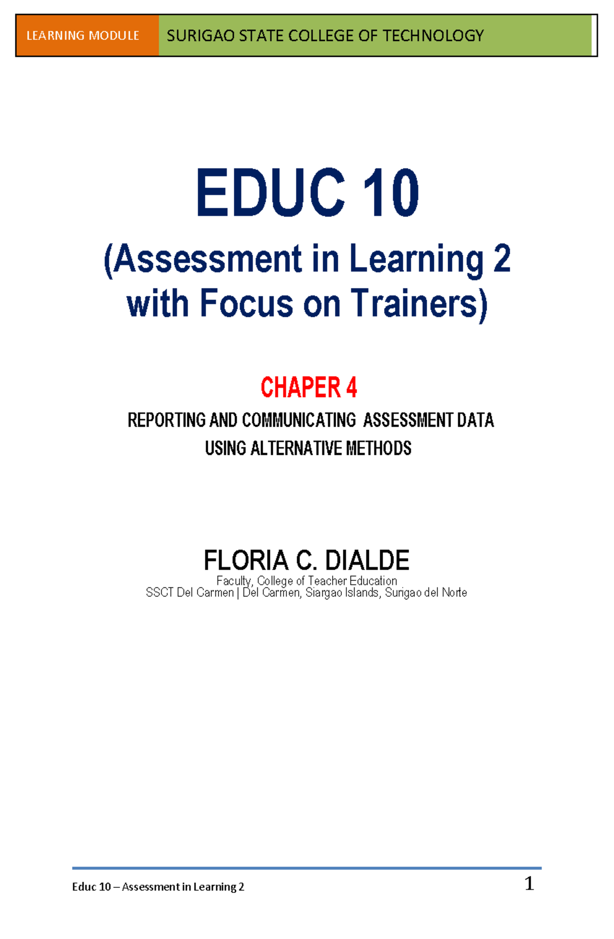 EDUC 10 Final Exam: Reporting & Communicating Assessment Data - Studocu