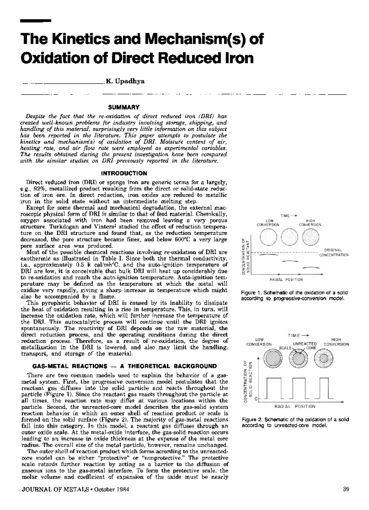 The Kinetics and Mechanism(s) of Oxidation of Direct Reduced Iron - The ...