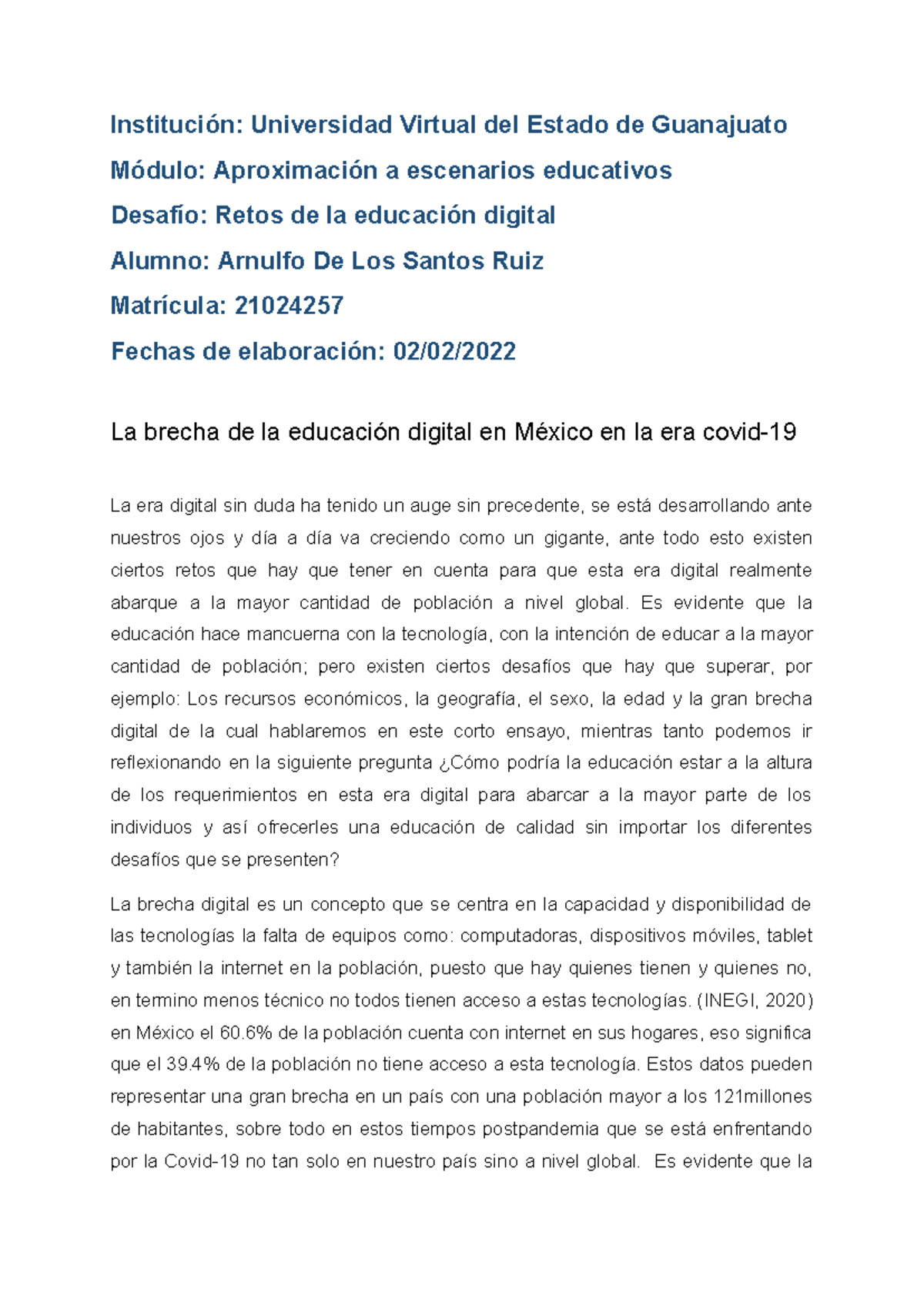 Retos de la Educación Digital en México: Brecha y Desafíos (R7 U3 ...