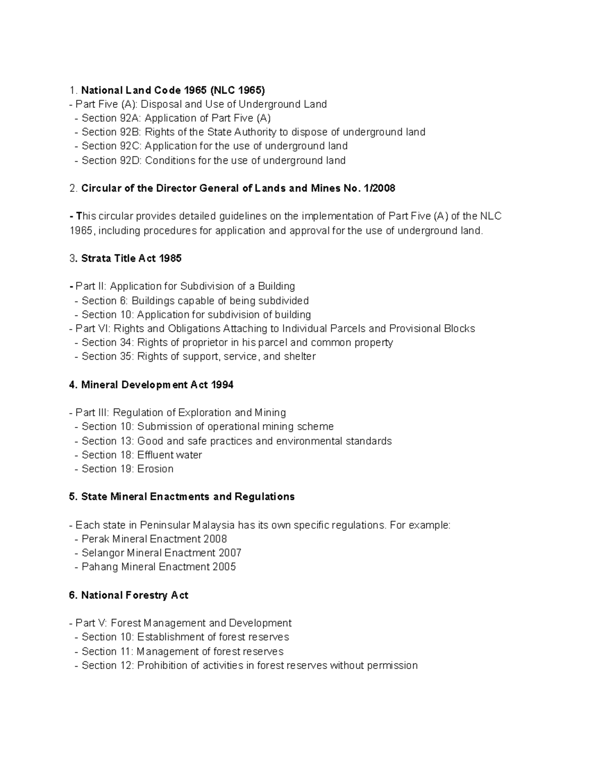 TASK LAND LAW 2024 - National Land Code 1965 (NLC 1965) Part Five (A ...