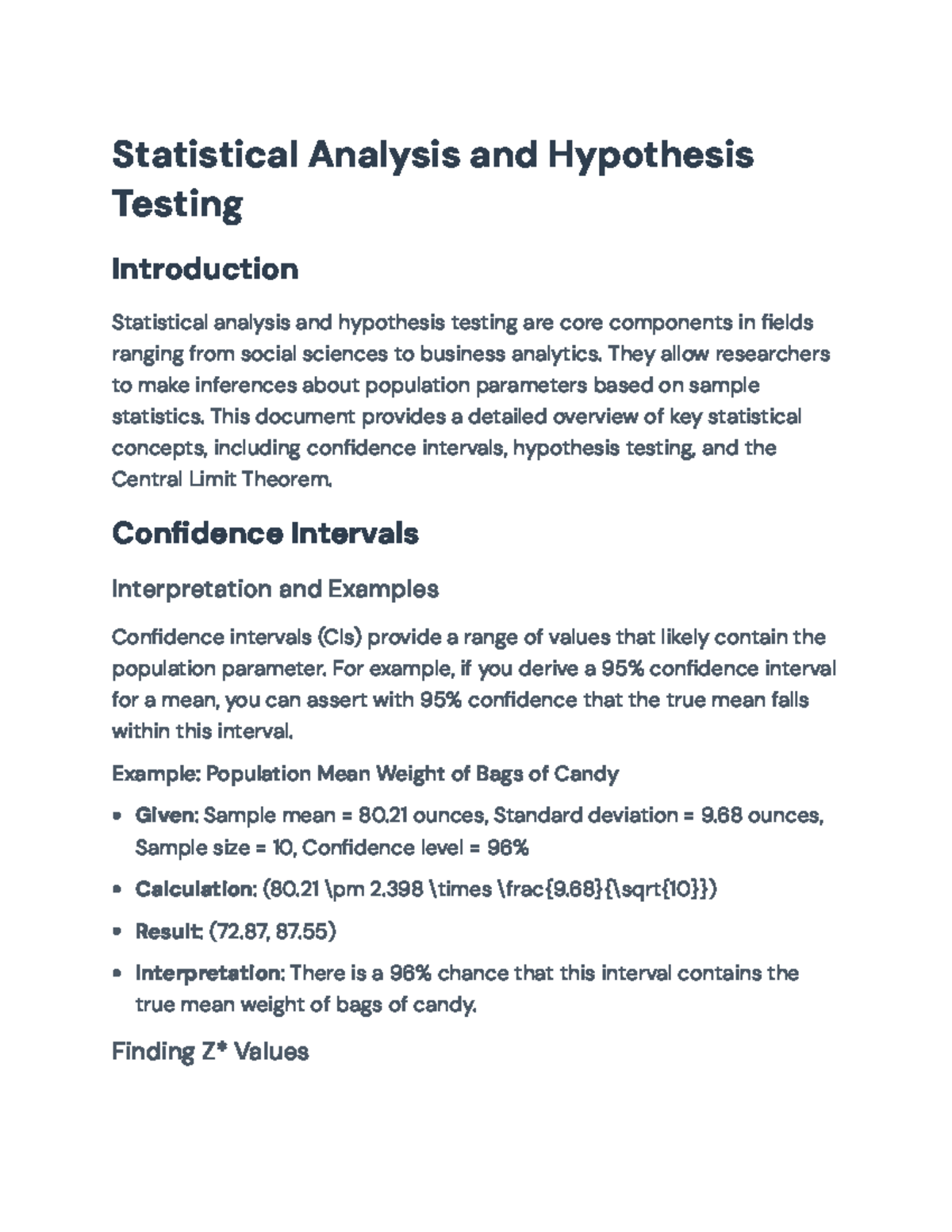 Statistical Concepts Overview: Confidence Intervals & Hypothesis ...