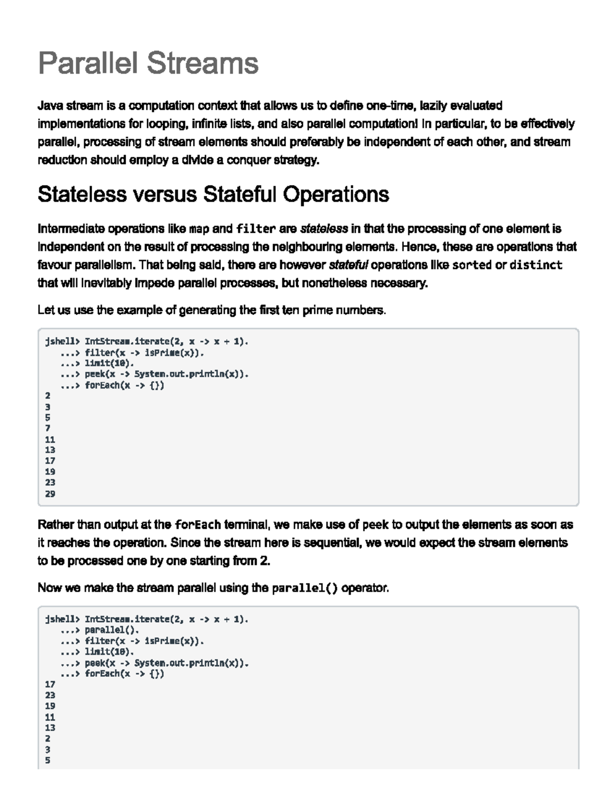 L10 Notes: Understanding Parallel Streams in Java Programming - Studocu