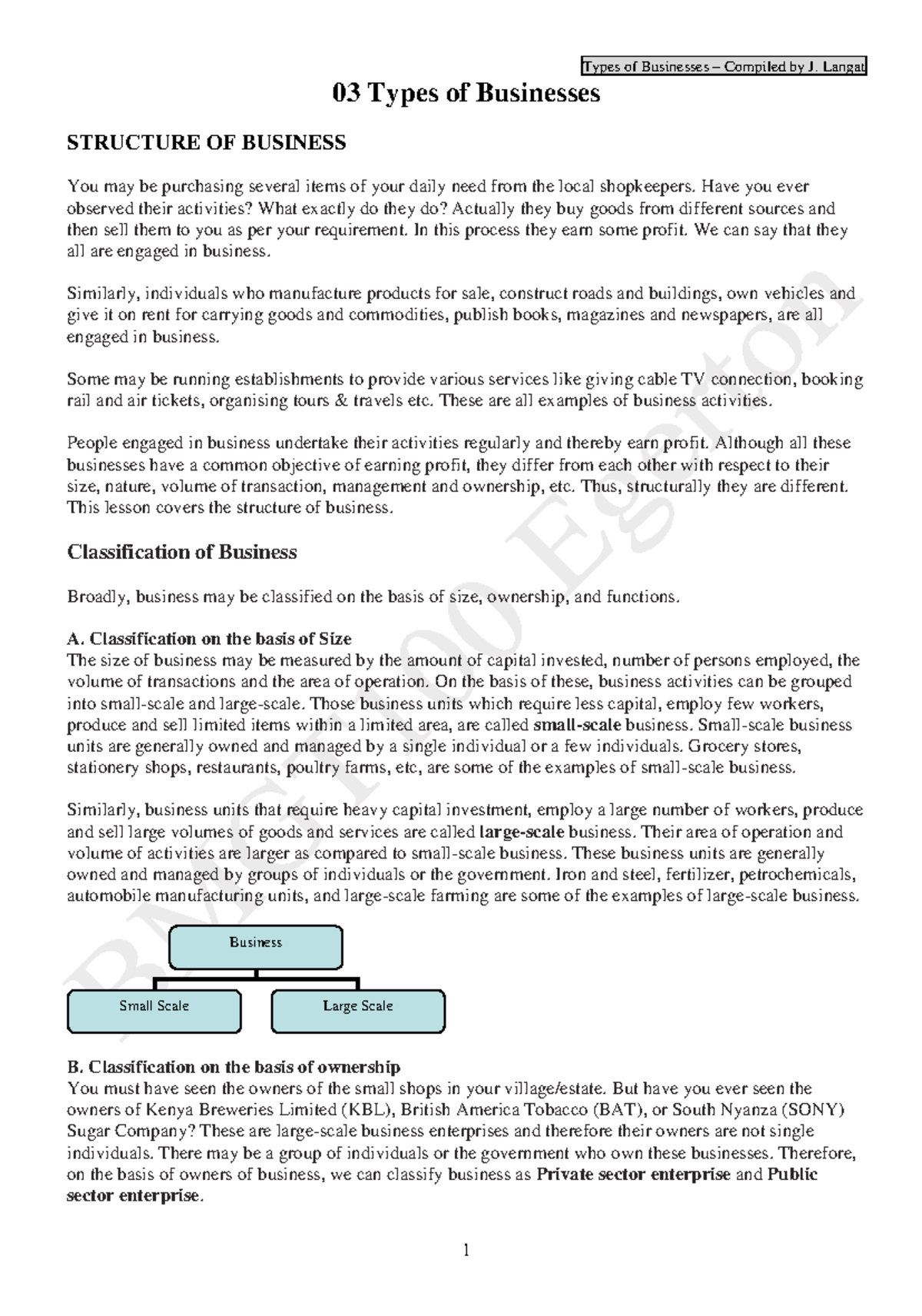 03 Types of Businesses - Lecture Notes on Business Structure and ...