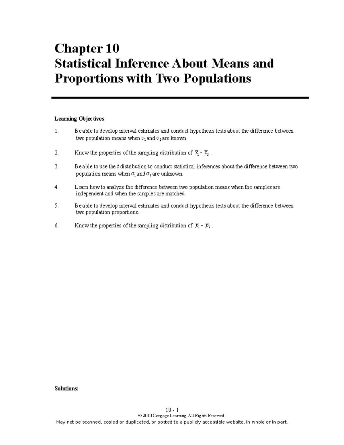 SBE11E Chapter 10 - Chapter 10 Statistical Inference About Means and ...