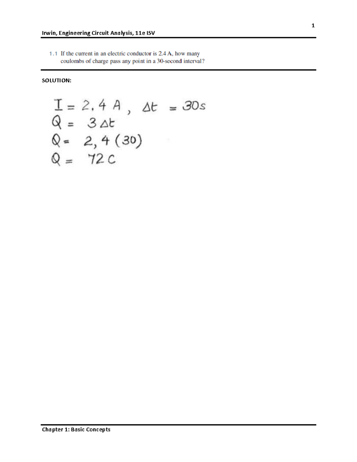 CH 1 Solutions for Engineering Circuit Analysis (ENGR101) - Studocu