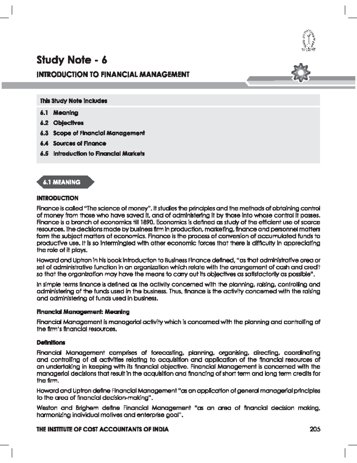 Introduction to financial management pdf notes - Study Note 6 ...