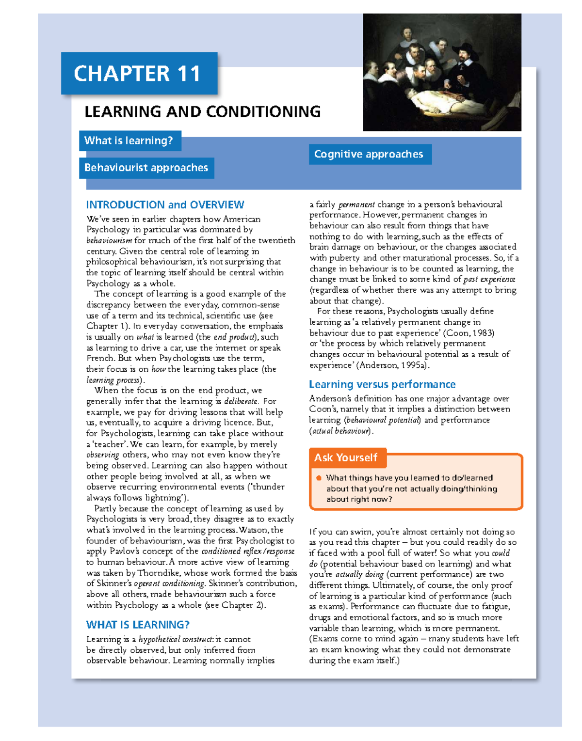 Chapter 11: Learning and Conditioning - Key Concepts and Theories - Studocu