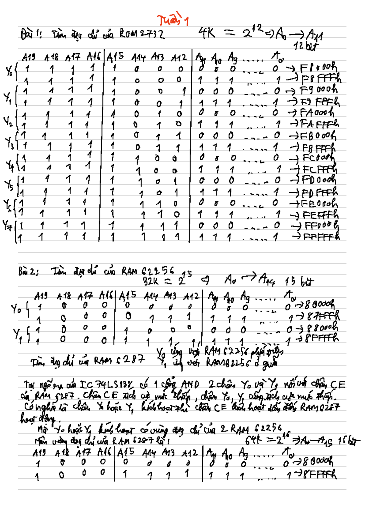 ROM 2732 & RAM 62256 Memory Mapping Notes - 24207105 - Studocu
