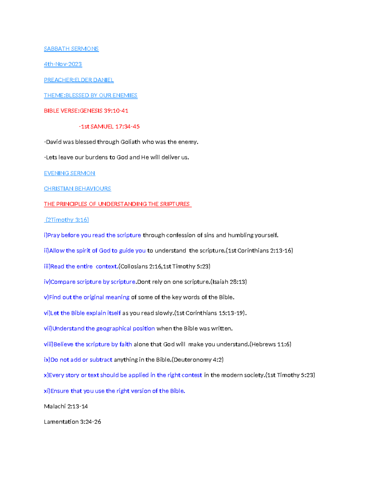 Sabbath Sermons - This is a summary of notes taken from YouTube ...