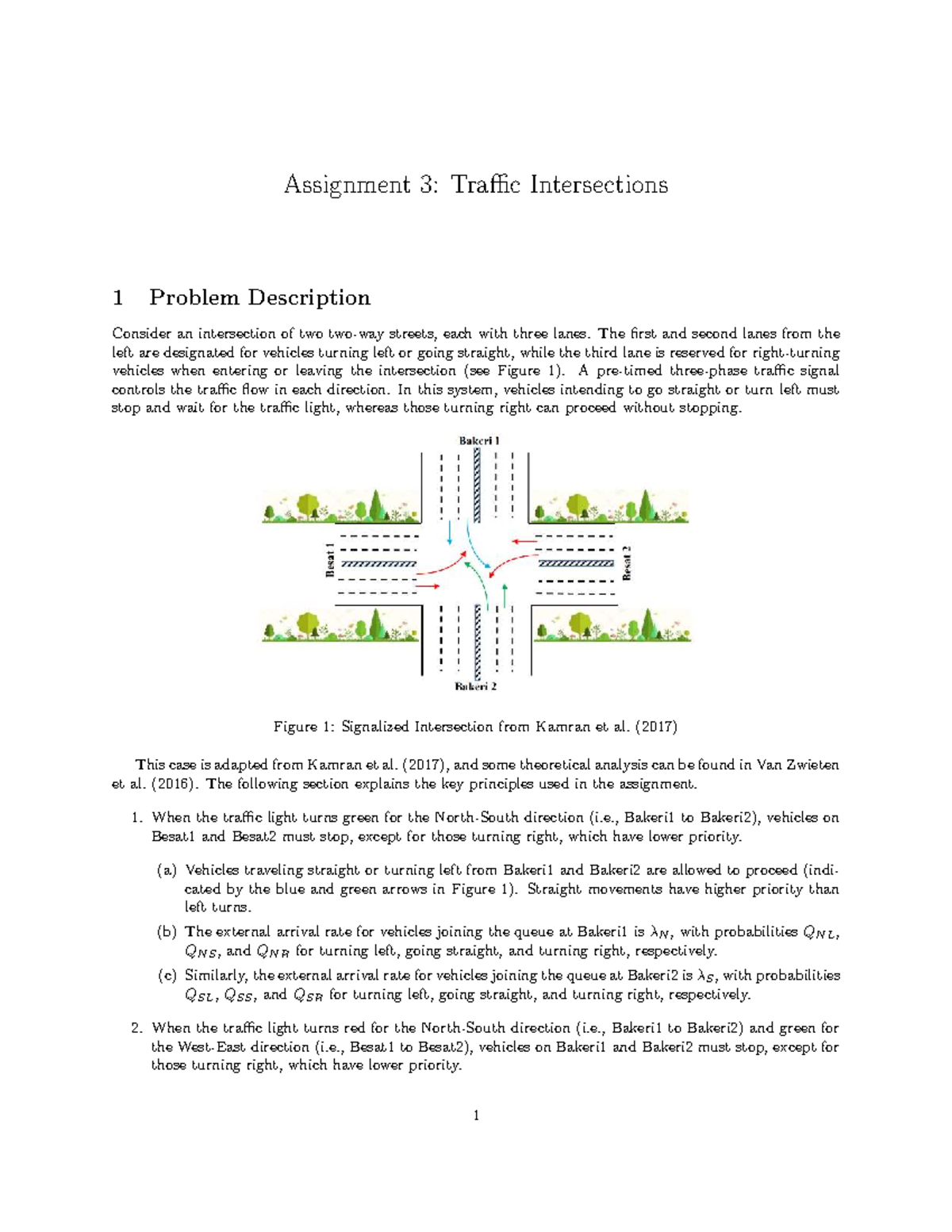 Assignment 3: Traffic intersections analysis and simulation model ...