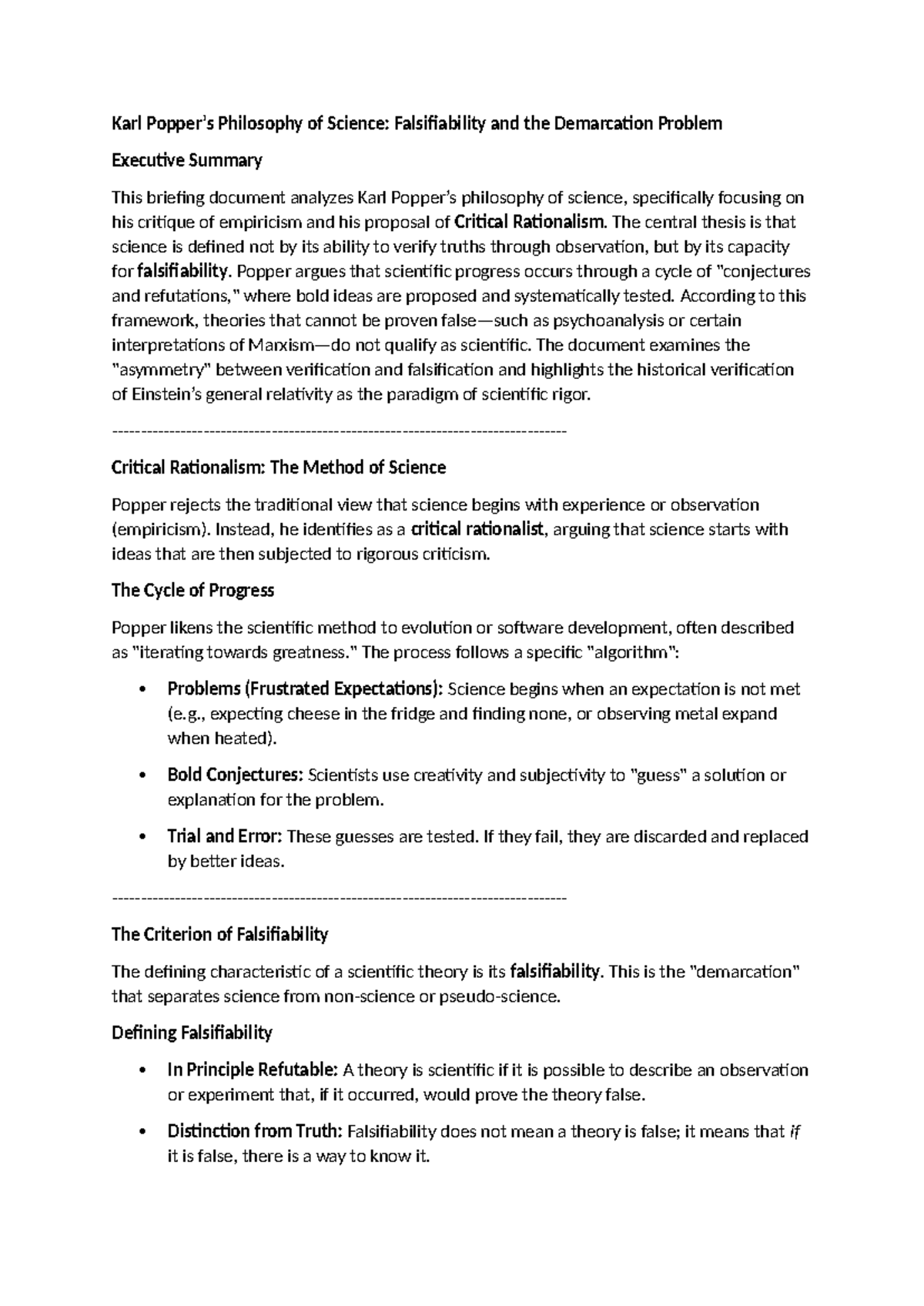 Philosophy 214 Lecture 6: Popper's Falsifiability & Demarcation Problem ...
