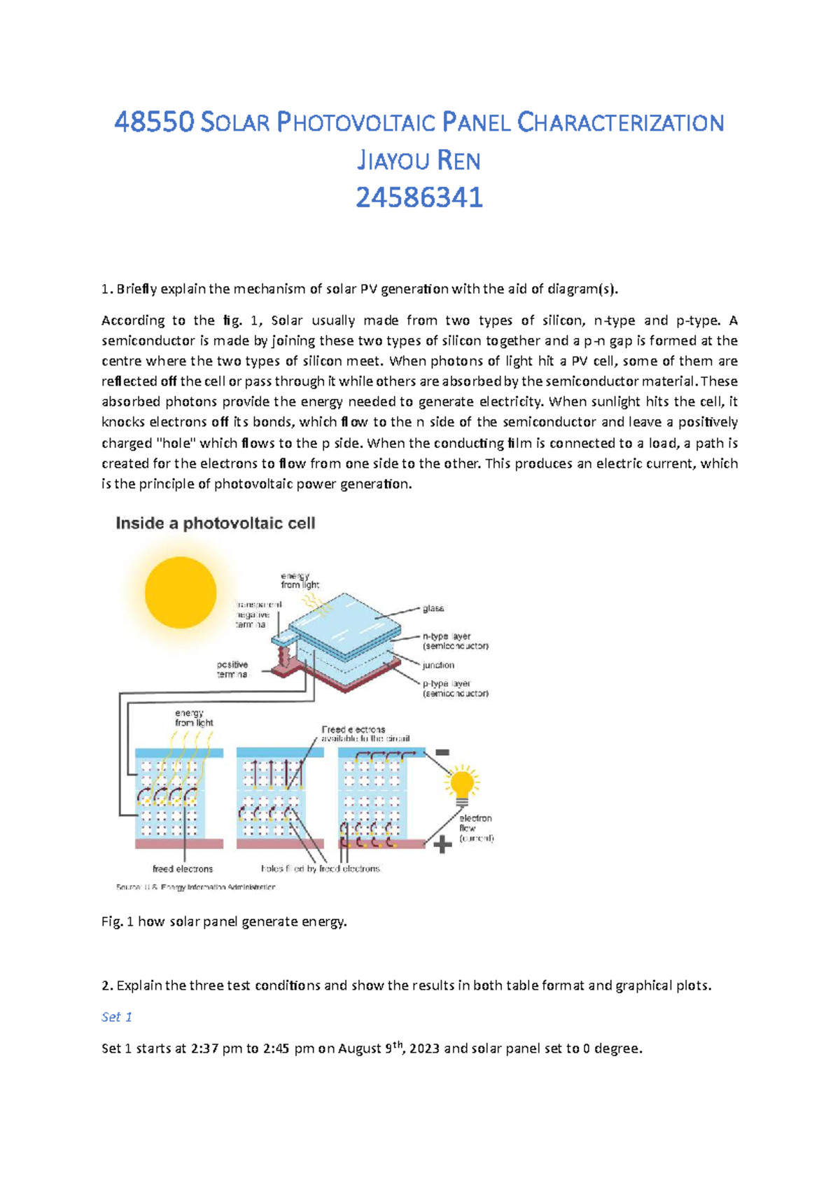 48550 Lab 1: Solar Photovoltaic Panel Characterization and Analysis ...