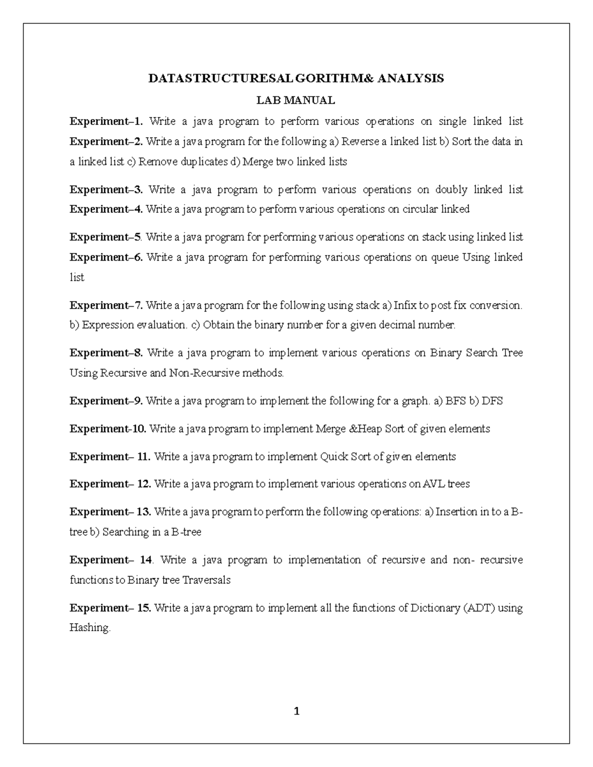 CSE11 Data Structures & Algorithms Lab: Java Linked List Operations ...