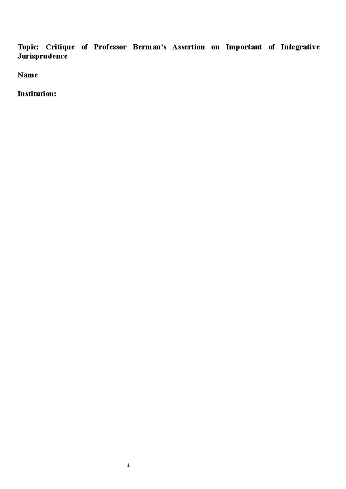 Critical Analysis of Integrative Jurisprudence: Research Paper 3 - Studocu