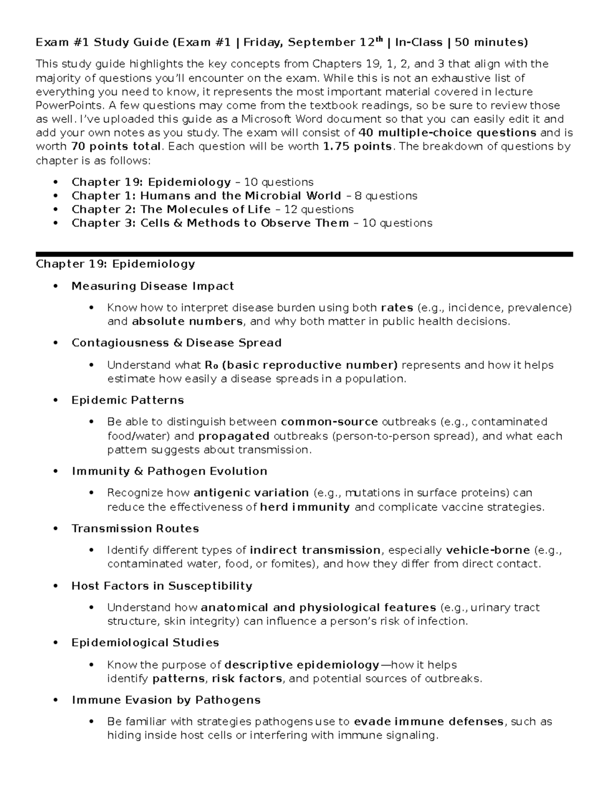 Exam #1 Study Guide: Key Concepts from Ch. 1, 2, 3 & 19 - Studocu