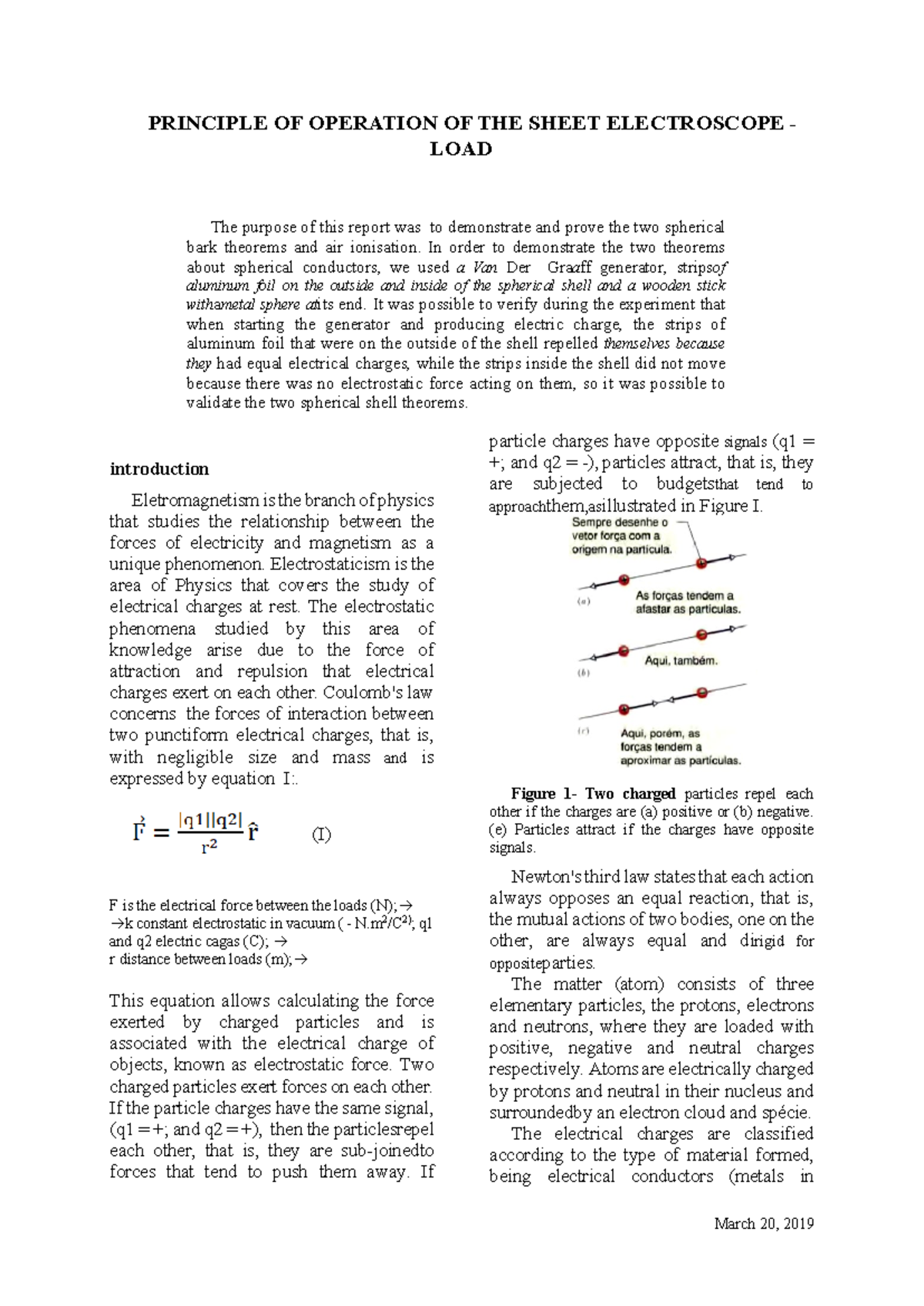 Electroscope - March 20, 2019 PRINCIPLE OF OPERATION OF THE SHEET ...