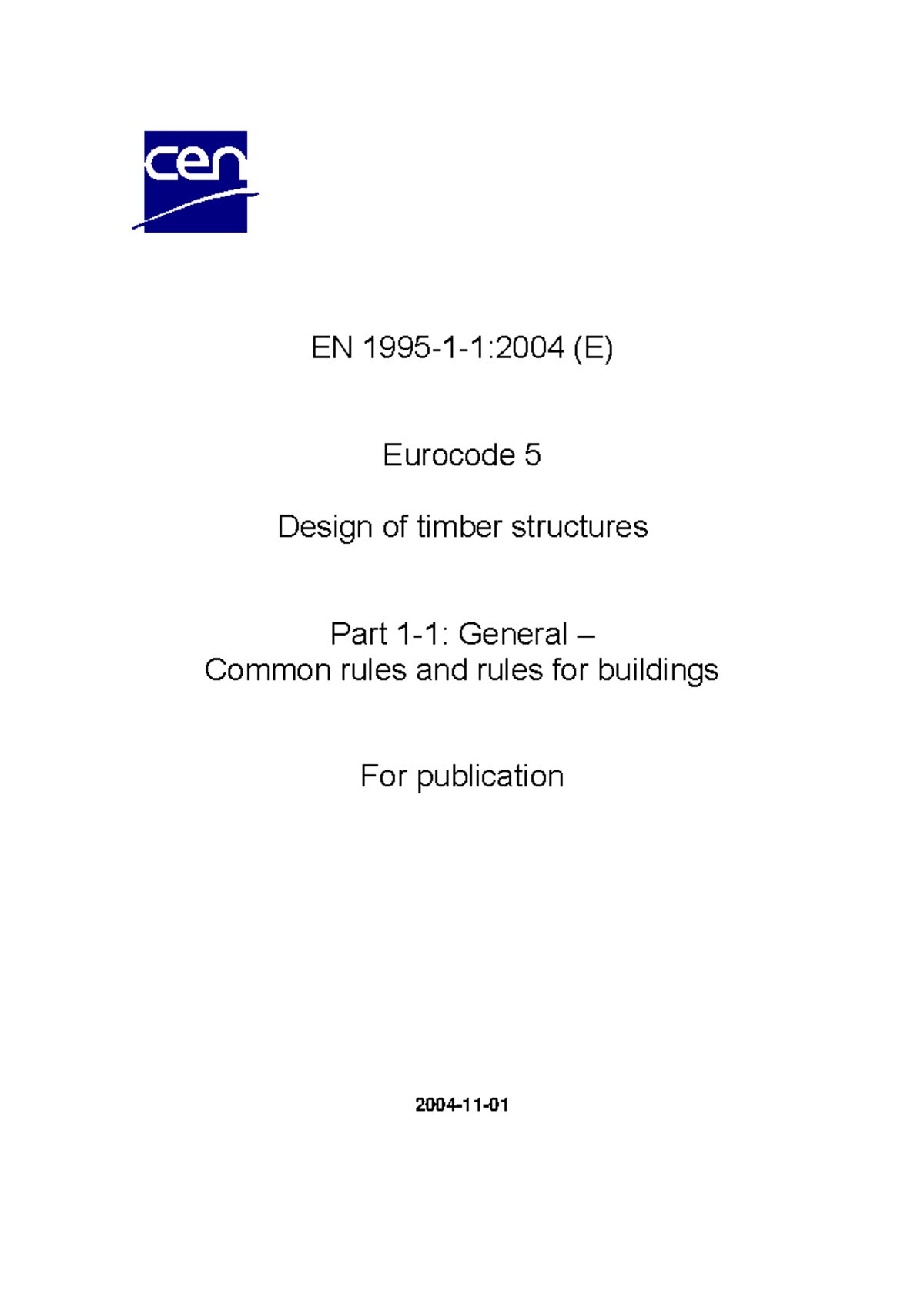EN 1995-1-1: Eurocode 5 - Design Rules for Timber Structures - Studocu